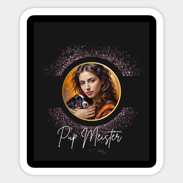 Pup Meister (girl with dog portrait) Sticker by PersianFMts